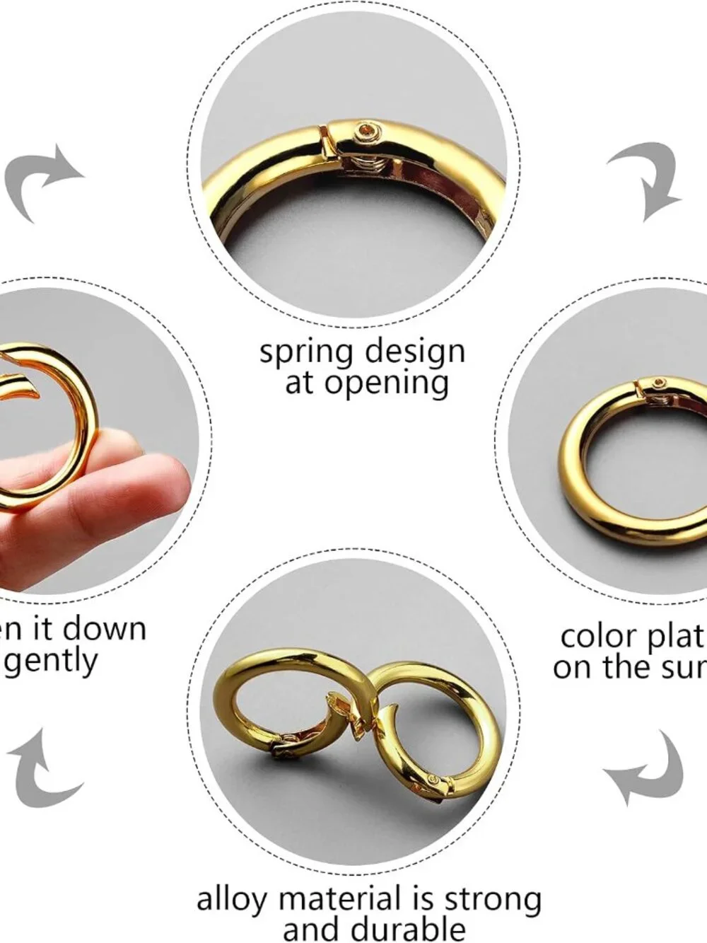 18 Pcs Spring O Rings Alloy Round Clips Circle Trigger Spring O Ring 35mm Snap